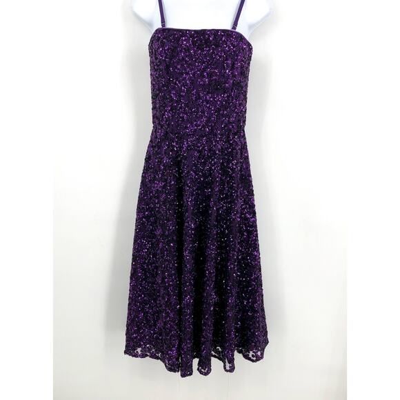 DRESS THE POPULATION Square Neck Sequin Dress XS Purple/Multi NWOT - Picture 1 of 5
